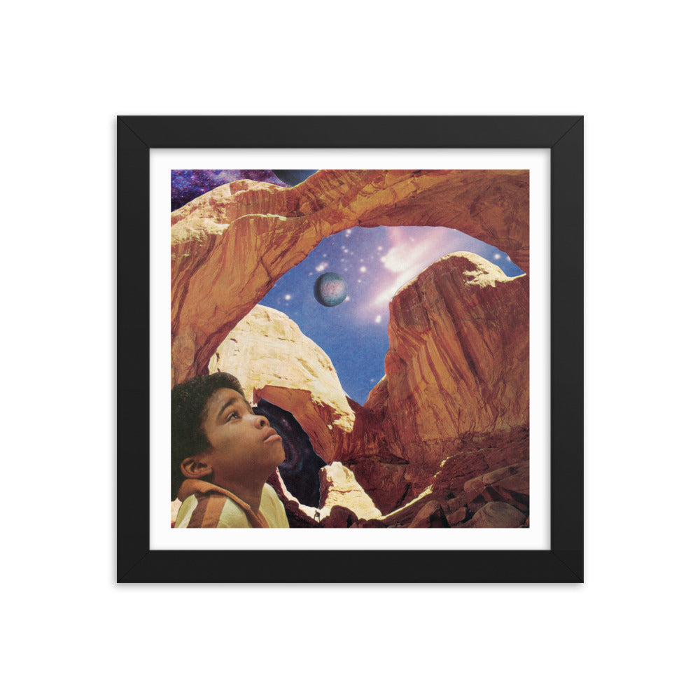 Framed Premium Luster Giclée Print - Young Astronomer